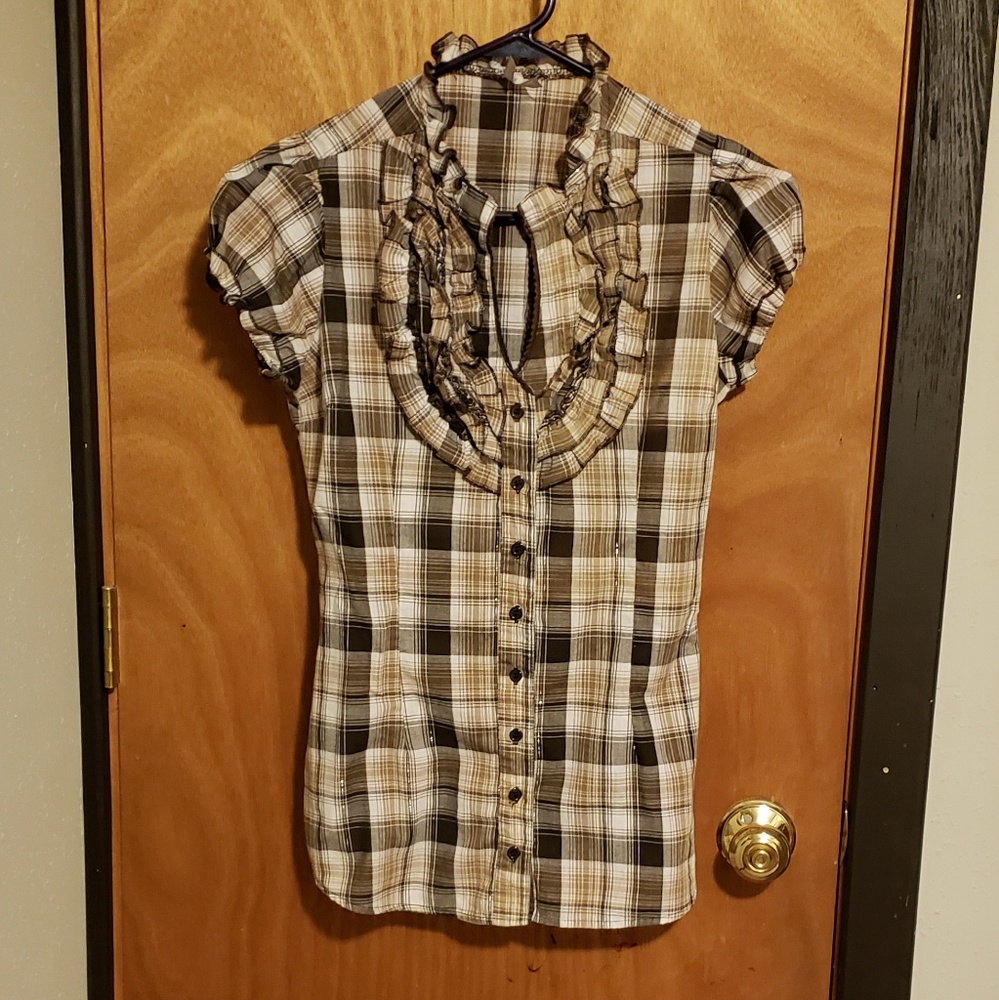 💢Plaid ruffled blouse